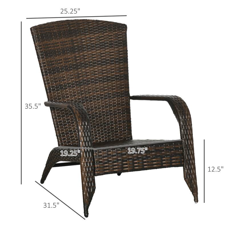 Patio Wicker Adirondack Chair with Soft Cushions, Tall Curved Backrest & Comfortable Armrests