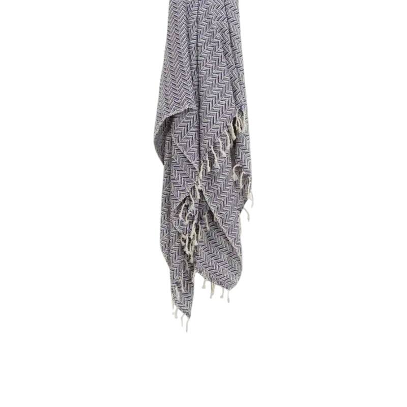 HomeRoots 50" X 60" Purple Cotton Woven Chevron Throw Blanket with Fringe