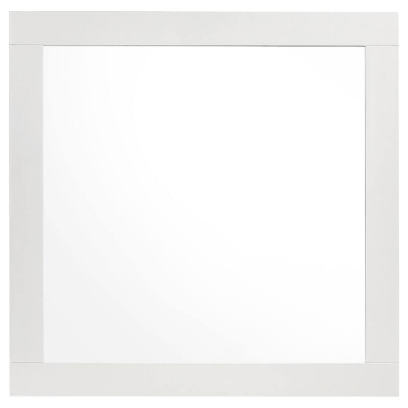 Caer Dresser Mirror, White Wood Frame with Beveled Glass, 35 Inch
