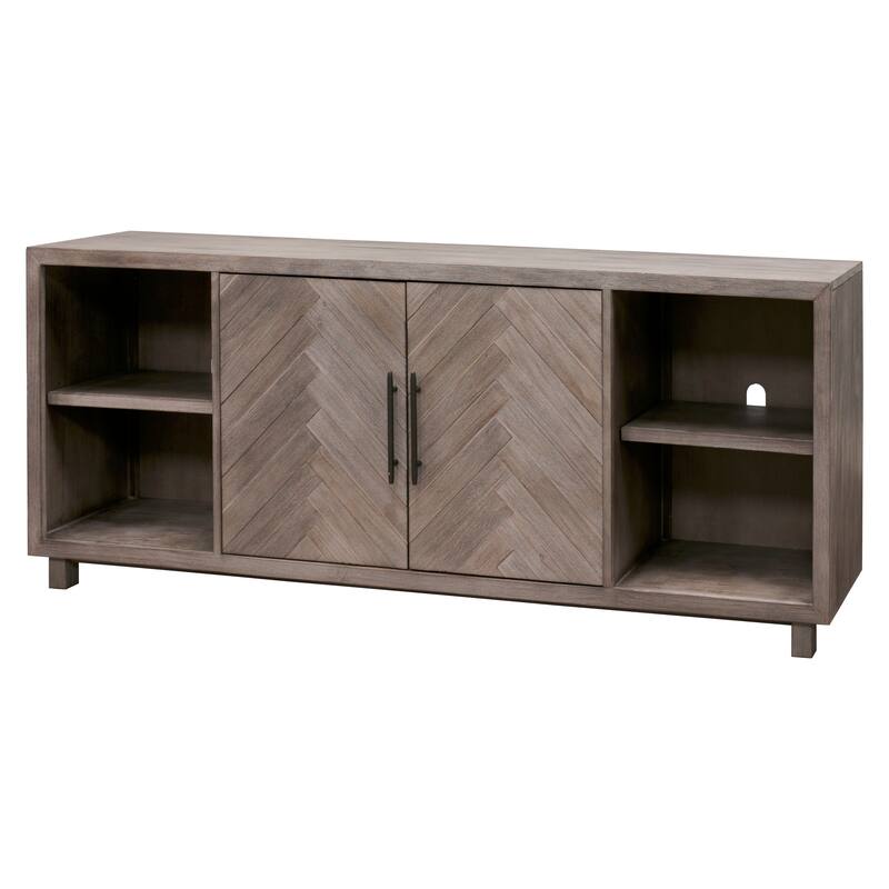 80" Two Door TV Console, Entertainment Stand, Wood Accent Cabinet, Fully Assembled, Gray - 80"W x 32"H x 16"D