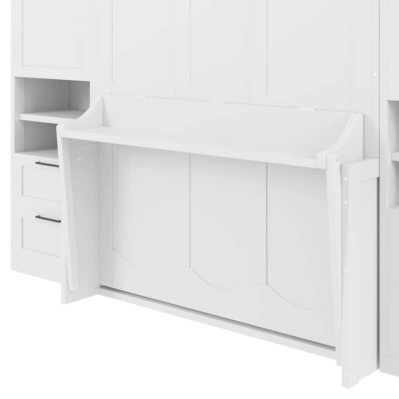 Full Size Murphy Bed Wall Bed with Closet, Drawers & Shelves by Harper&Bright Designs