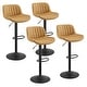 preview thumbnail 10 of 27, Art Leon Faux Leather Adjustable Swivel Barstool, Set of 4 Set of 4 - Yellow Faux Leather (striated)
