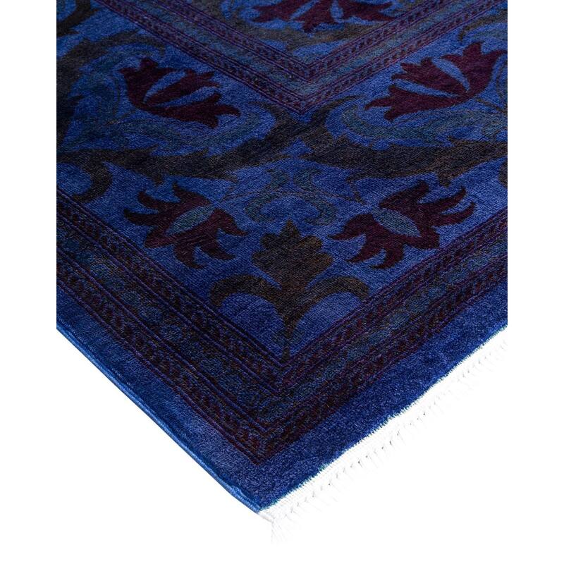 Overton Hand Knotted Wool Vintage Inspired Modern Contemporary Overdyed Purple Area Rug - 9' 3" x 12' 3"