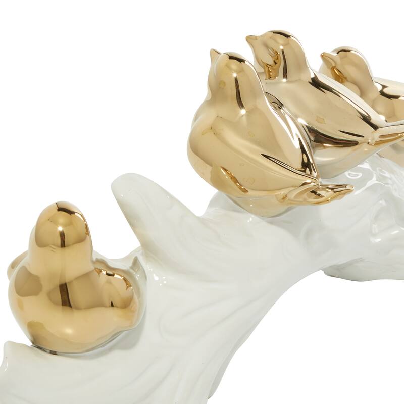 Gold Porcelain Ceramic Bird Decorative Sculpture