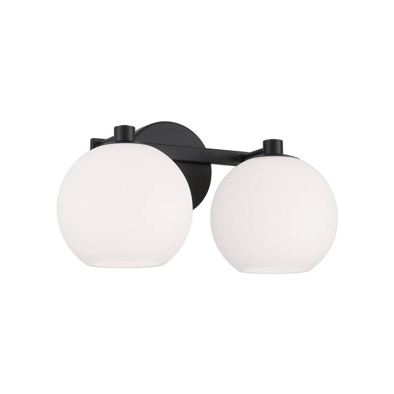 Ansley 2-Light Vanity - 14.75"W x 8"H x 7.75"E - Matte Black