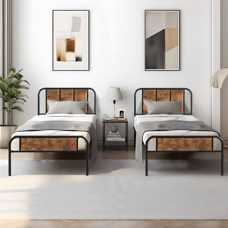 VECELO Platform Bed Frame with Wood Headboard,Twin/Full/Queen Size Bed