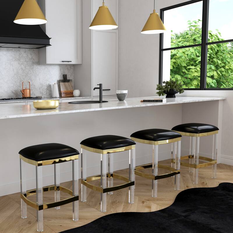 Butler Jordan Acrylic & Black Leather Counter Stool