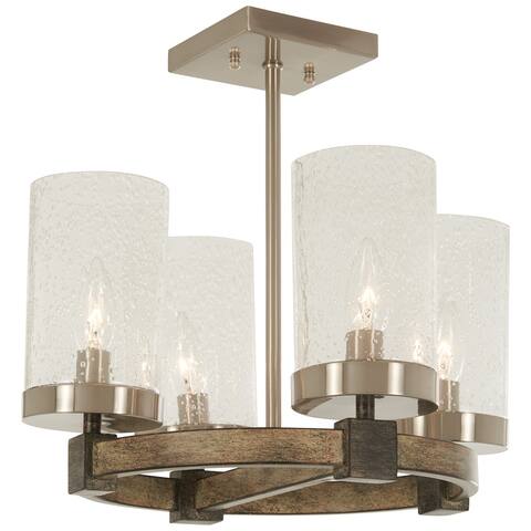 Bridlewood 4-light Semi Flush with a stone gray and brushed nickel finish and clear seeded glass by Minka-Lavery