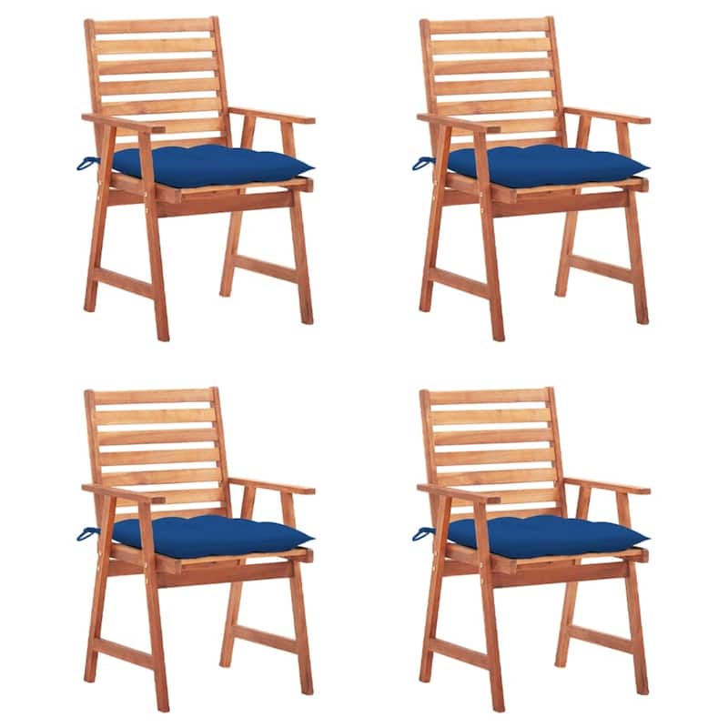 vidaXL Patio Dining Chairs Outdoor Patio Chair with Cushions Solid Wood Acacia - 22" x 24.4" x 36.2" - Royal blue