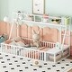 preview thumbnail 1 of 11, Stylish Twin Floor Bed with Safety Fence, Desk and Storage for Kids White