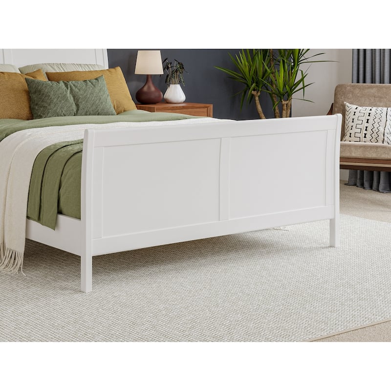 Valencia Solid Wood Low Profile Sleigh Platform Bed with Matching Footboard