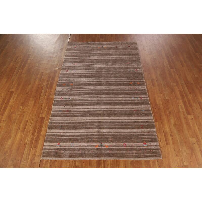Hand Knotted Oriental 100% Wool Carpet Tribal Tribal Brown Gabbeh Area Rug - 8' 2'' X 5' 0''