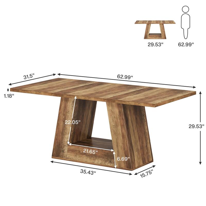Modern Rectangular Dining Table for 4 to 6 People - 62.99" W x 31.5" D x 29.5" H