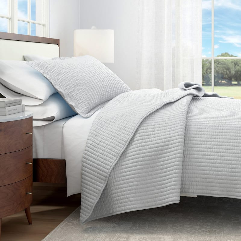 Linery & Co. Detailed Channel Stitch Microfiber Quilt Set With Shams.
