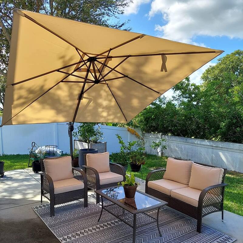 PURPLE LEAF 10 ft 360 Degree Rotation Patio Umbrella With Base