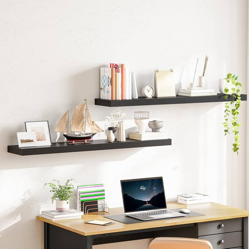 Floating Shelves, Wall Shelf Set of 2, 47.2 Inch Hanging Shelf - 7.9"D x 47.2"W x 1.5"H