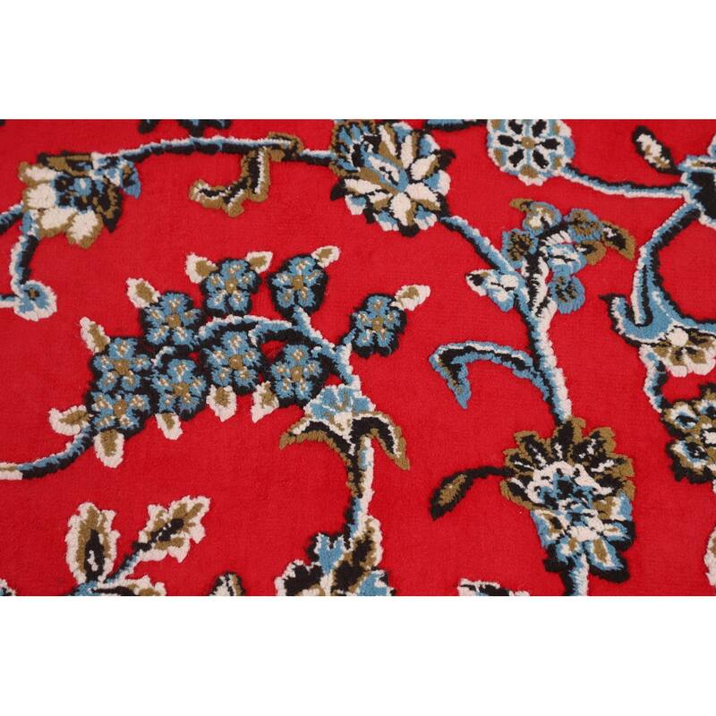 Traditional Floral Red Kashan Turkish Rug Machine-Made Carpet - 9'6" x 12'11"