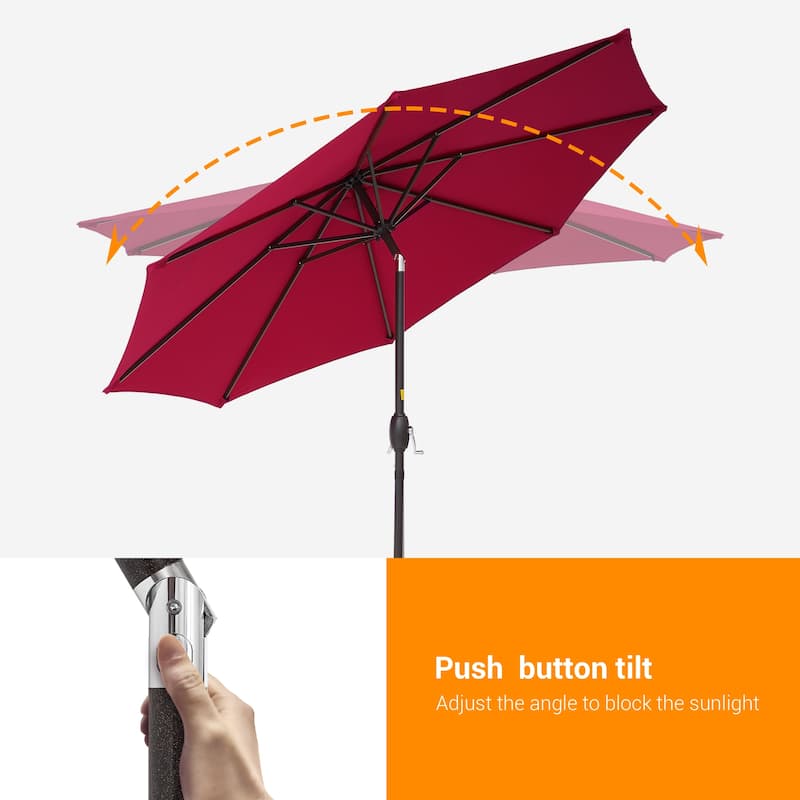 BONOSUKI 9ft Patio Umbrella,Outside Deck Table Umbrella,w/Tilt Crank