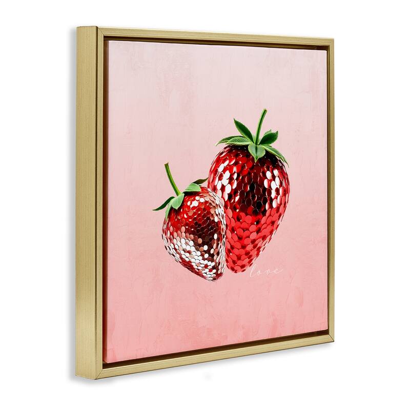 Stupell Disco Sequin Strawberries Framed Floater Canvas Wall Art Design By Kim Allen