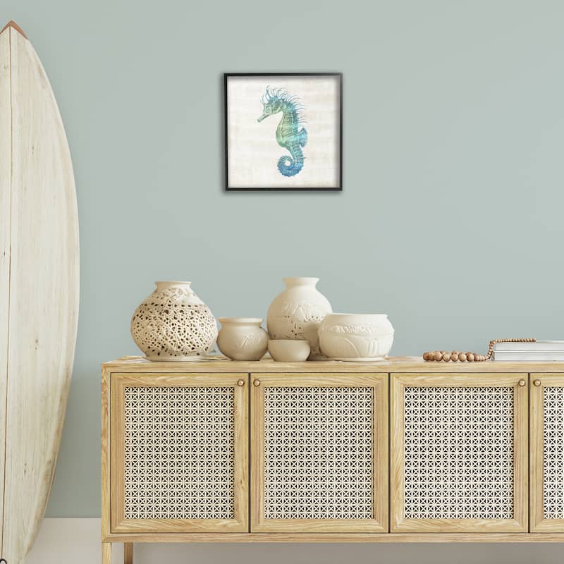 Stupell Ombre Seahorse Expression Framed Giclee Art Design By Susan Arnot