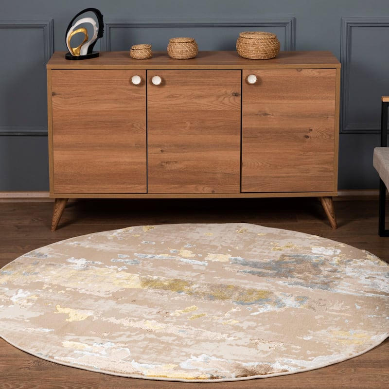 London Collection Cream/ Brown Abstract Area Rug