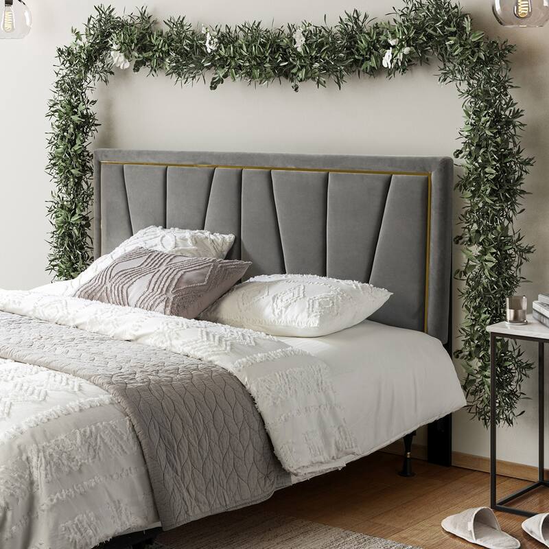 Eberhard Upholstered Tufted Contemporary Adjustable Wall-Mounted Headboard By HULALA HOME - Grey