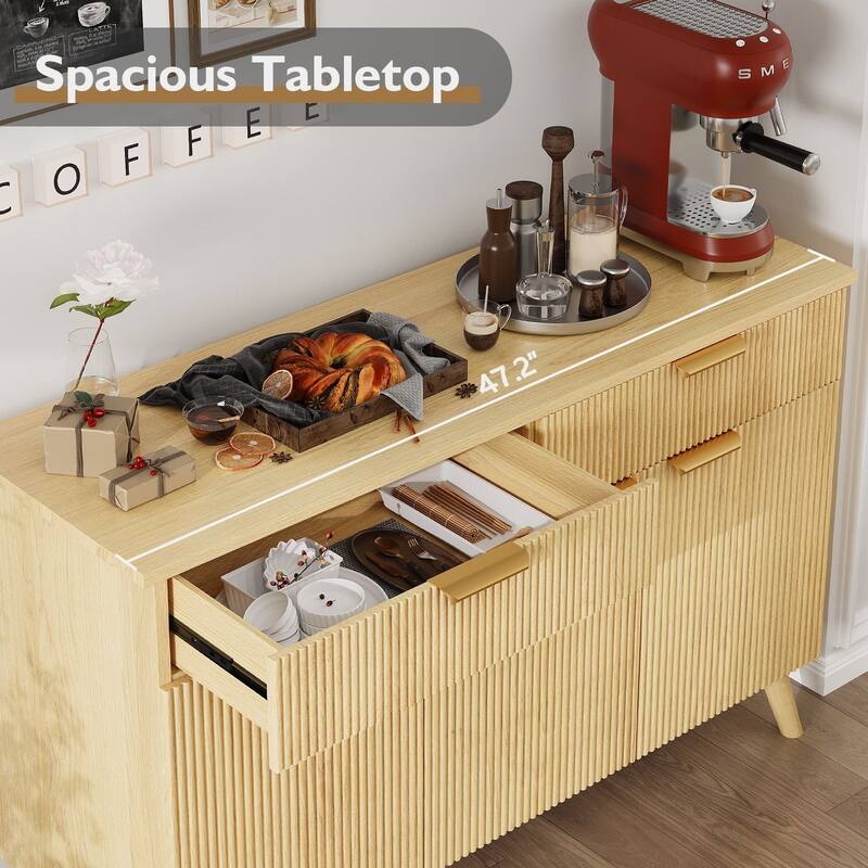 Gymojoy Sideboard Buffet Cabinet Storage, Modern Buffet with 3 Doors & 2 Drawers, Adjustable Shelves for Kitchen, Living Room