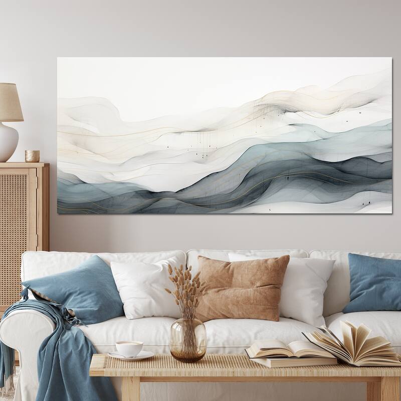 Designart "Blue Grey Line Art Conceptual Abstract II" Modern Wall Decor