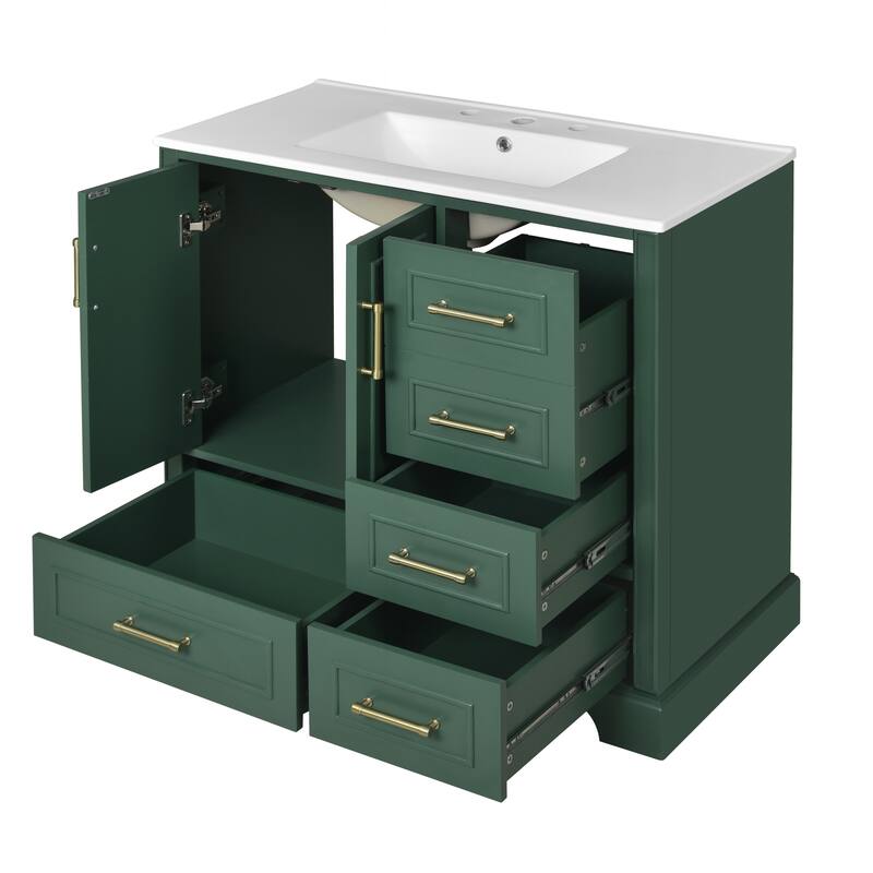 Exquisite Traditional Bathroom Vanity with Premium Ceramics Sink and Ample Storage