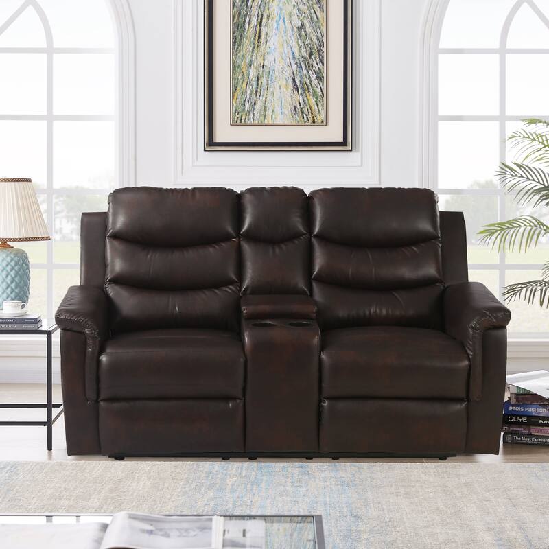 2-Seater Motion Sofa Black Pu