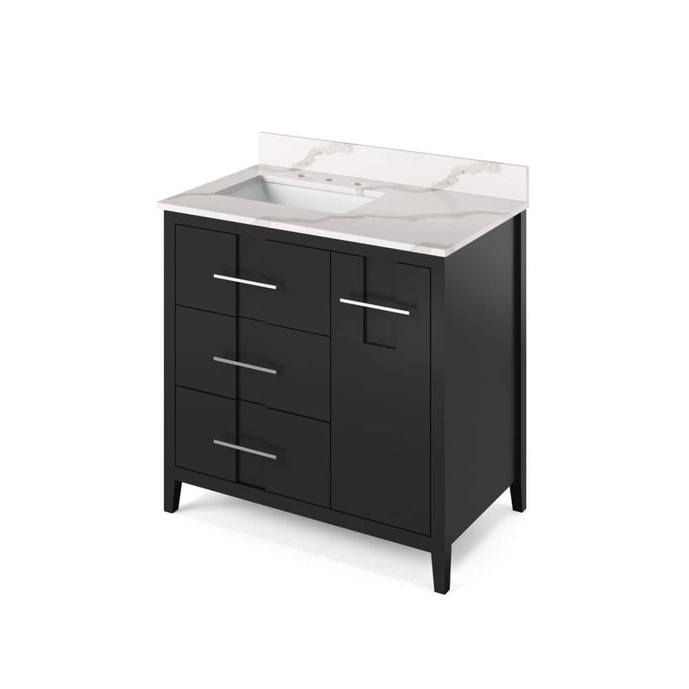 Jeffrey Alexander VKITKAT36R-QUARTZ Katara 36" Free Standing Vanity