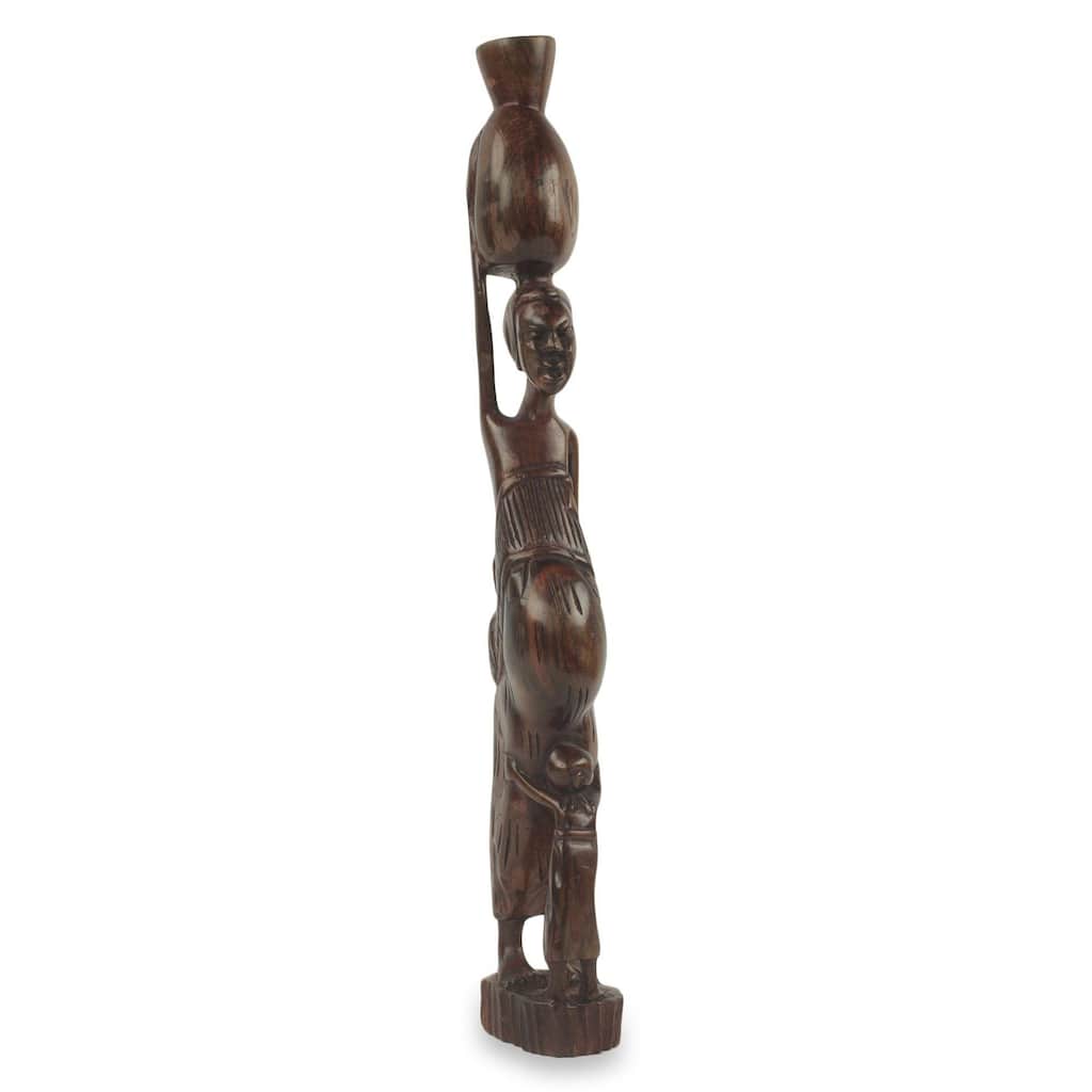 Handmade Mother Abena Wood sculpture (Ghana) - 46 x 13 x 10