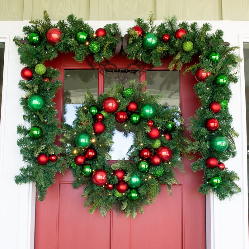 9 ft. Artificial Christmas Garland with Lights - Christmas Cheer - Red