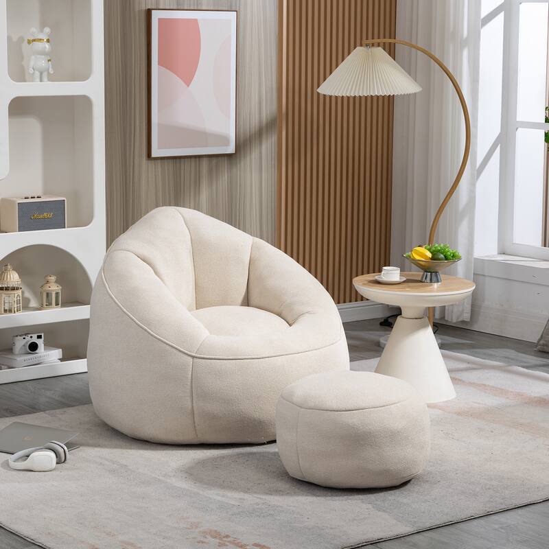 Roomfitters Bedding Bean Bag Sofa Chair - High Pressure Foam Bean Bag Chair for Adults with Padded Foam Padding and Footrest