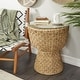 preview thumbnail 2 of 15, Rattan and Seagrass Handmade Woven Tapered Coffee Table or Accent Table with Glass Top - Brown - Roche River Decor - 20"W, 24"H