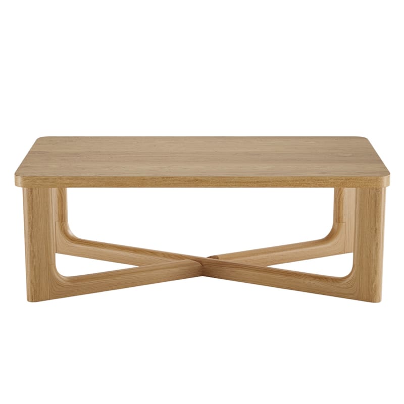 HomeRoots 50" Natural Solid Wood Cross Legs Coffee Table - 50' X '18' X '26