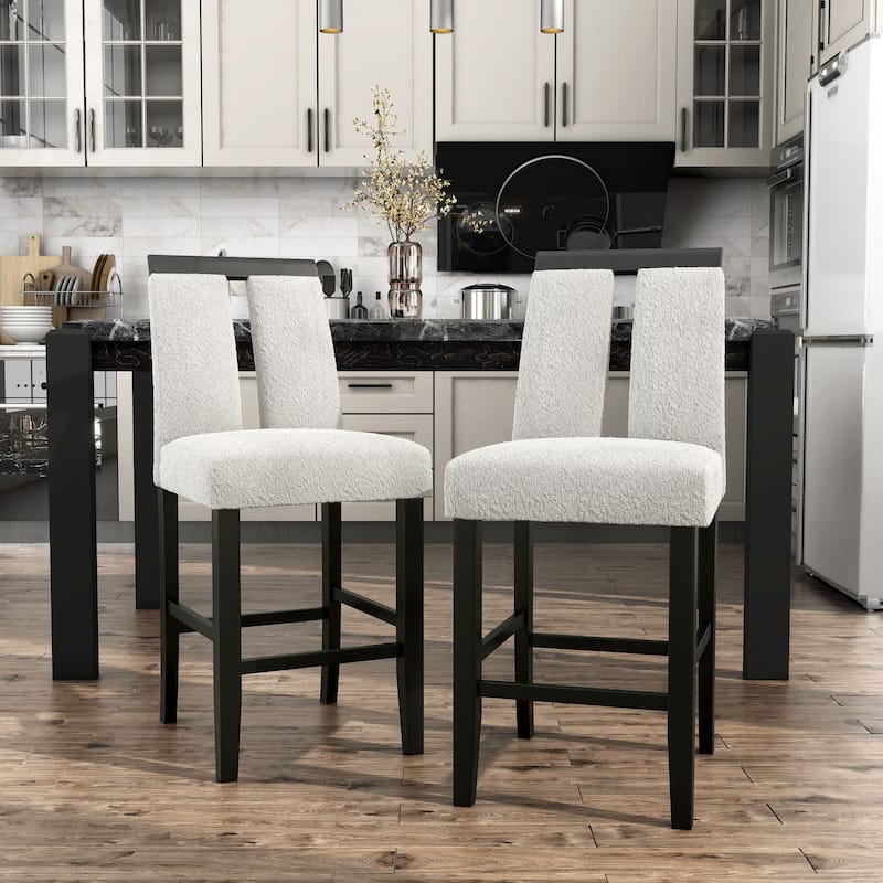 Strick & Bolton Lange Modern Upholstered Counter Height Chair (Set of 2) - Boucle Fabric