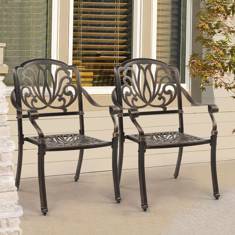 Patio Cast Aluminum Dining Chair Set (Set of 2)