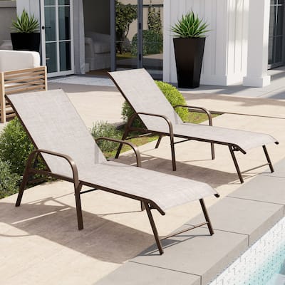 Crestlive Products Outdoor Aluminum Chaise Lounge Chair with Adjustable Backrest