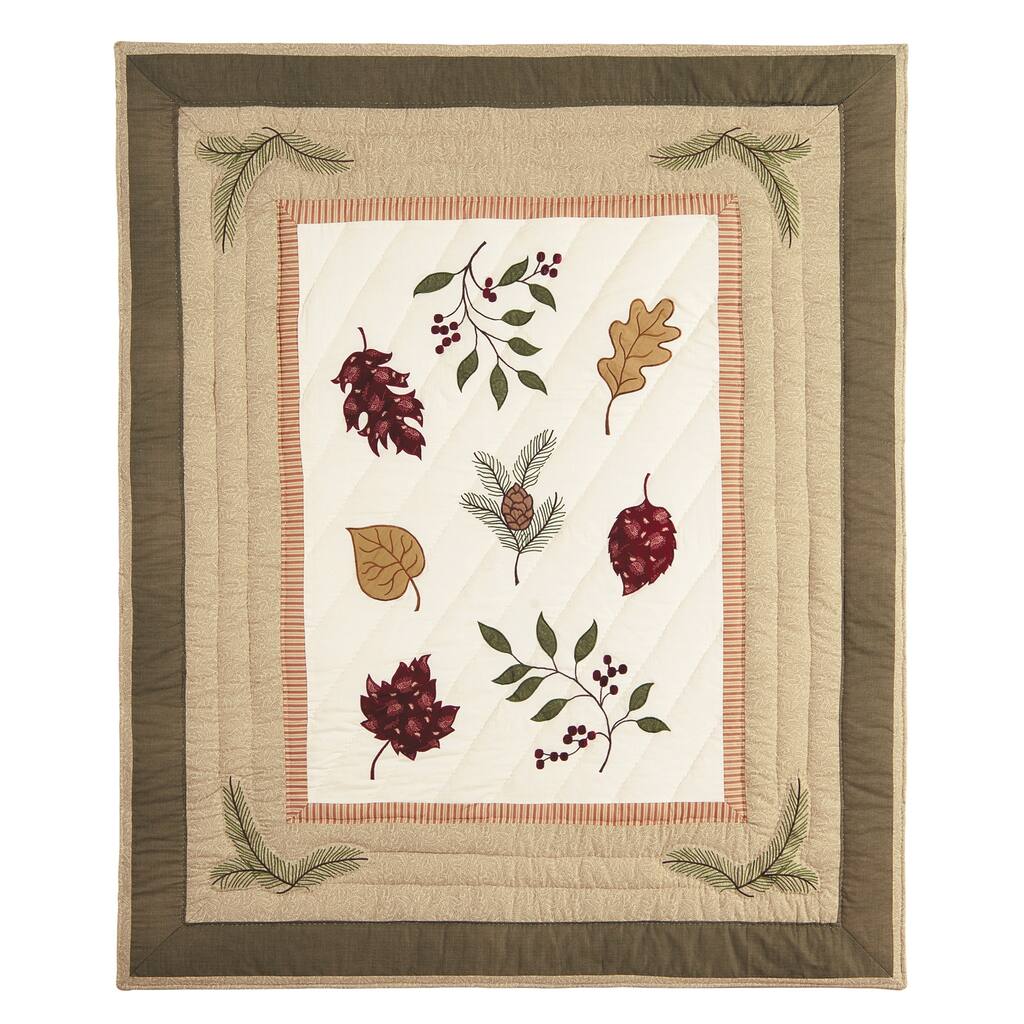Tossed Leaves Cotton Quilted 50" x 60" Throw Blanket