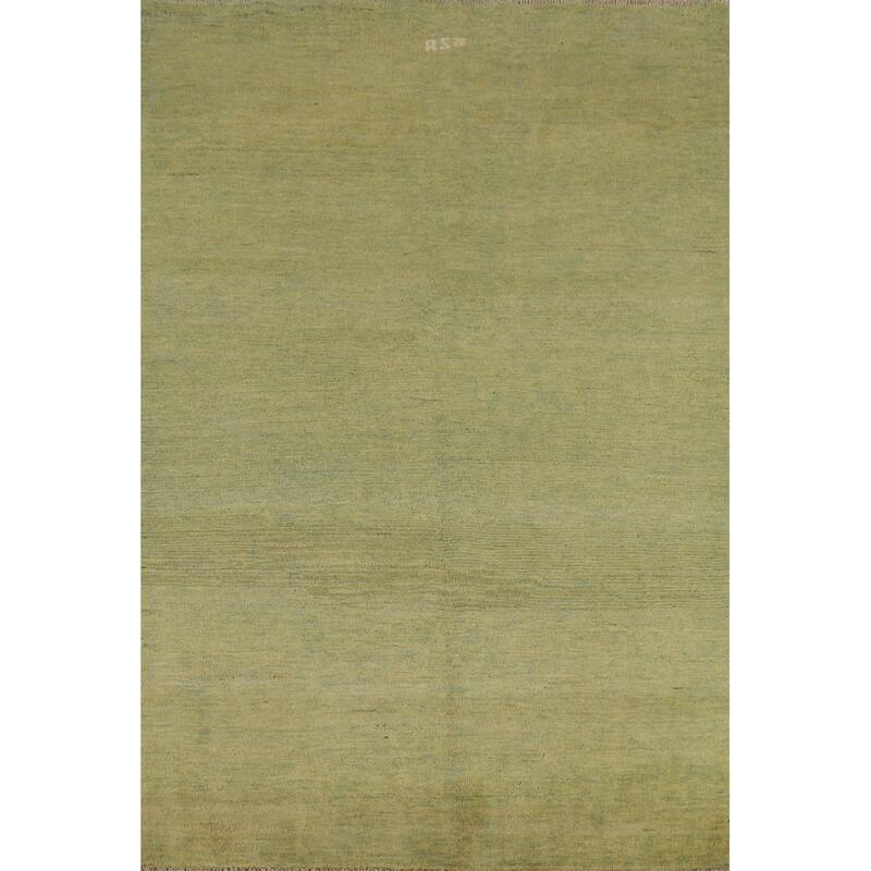 Light Green Modern Gabbeh Oriental Area Rug Handmade Wool Carpet - 4'11" x 6'7"