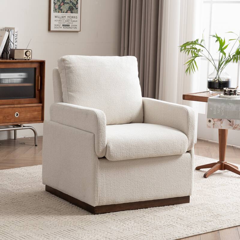 Modern Boucle Fabric Upholstered Accent Arm Chair for Living Room