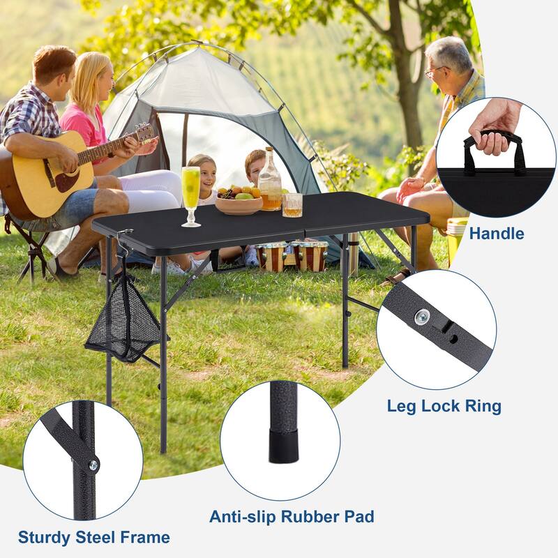 Camping Table with Mesh Bag Foldable Table Indoor Outdoor Portable Camping Table Suitable for Picnic Camping BBQ Backyard Beach