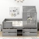 preview thumbnail 1 of 7, Full Size Low Loft House Bed with Roof, Window, and Four Storage Drawers Gray