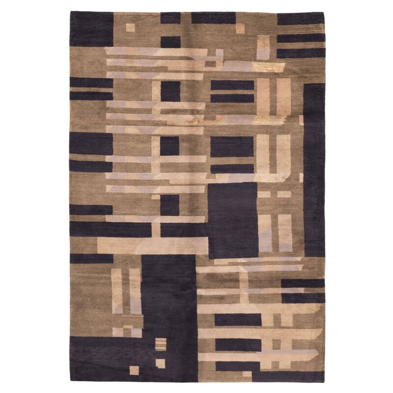 ECARPETGALLERY Hand-knotted Opulence Olive Silk, Wool Rug - 6'0 x 8'9