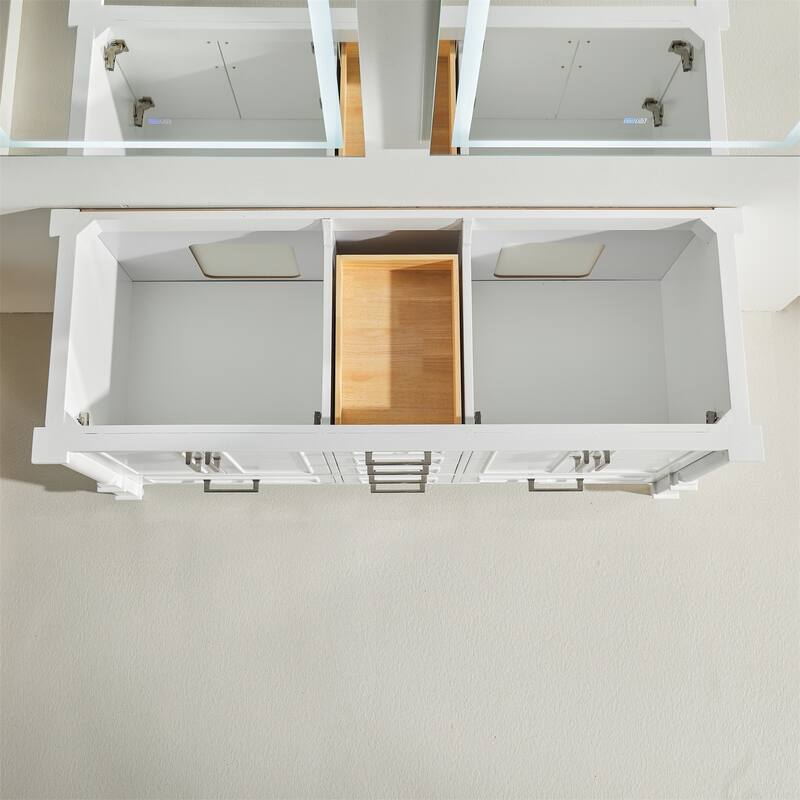 60" Freestanding Double Bathroom Vanity with Extra Black Handles