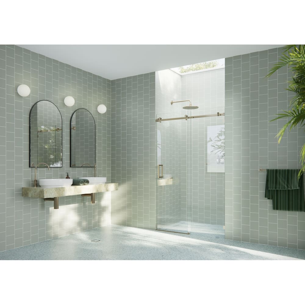 Glass Warehouse 52 in. x 78 in. Sliding Frameless Shower Door with Square Hardware