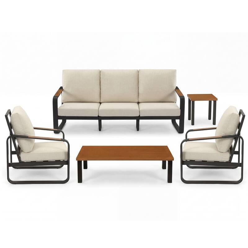 5-Piece Outdoor Patio Conversation Set with Cushions