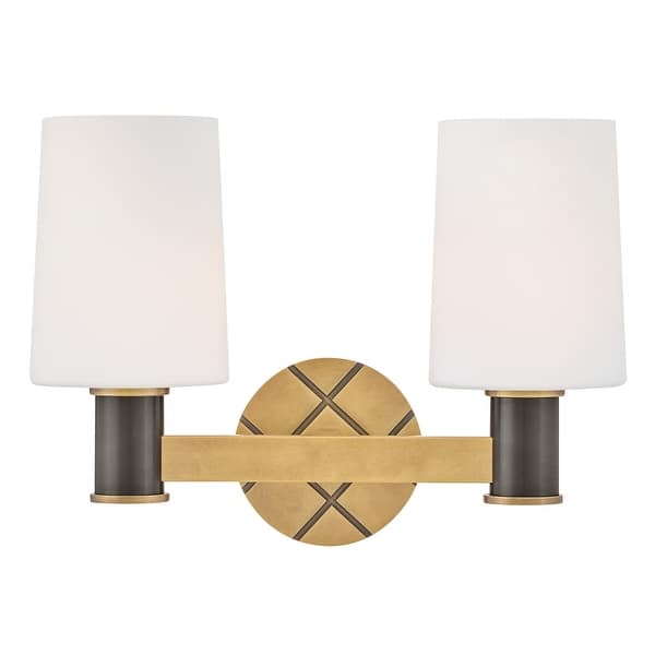 slide 2 of 9, Hinkley Lighting 51372-BX Declan 2 Light 15" Wide Vanity Light with Heritage Brass / Black Oxide