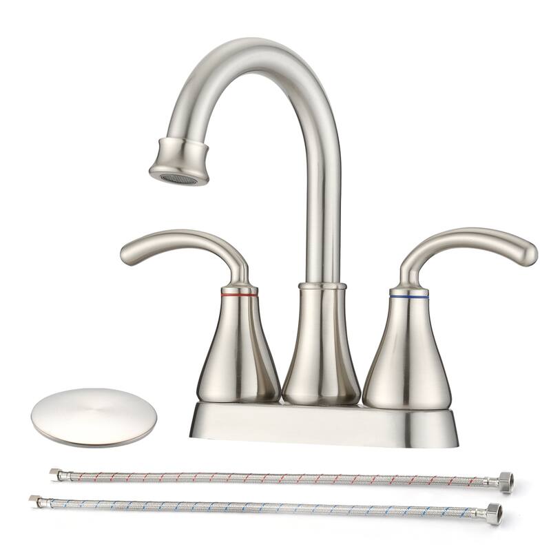 Modern 2 Handle Bathroom Sink Faucet with Aerator and 360 Degree Swivel Spout, High Arc Spout, Splashproof, Rustproof